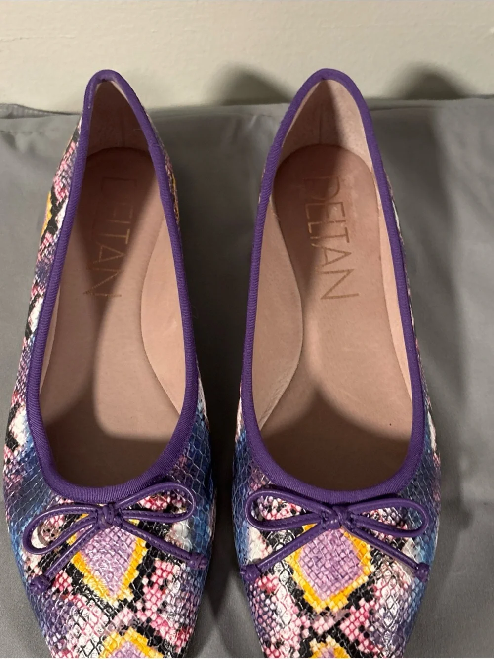 Delta Purple Multicolor Snake-Print Ballet Flats